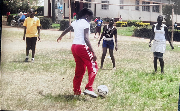 Children participating in sports training and football matches